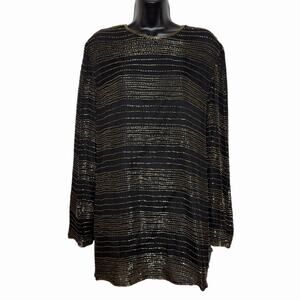 VTG 90s Y2K VALERIE STEVENS WOMAN SEQUIN BEAD TOP TUNIC HOLIDAY PARTY GLAM 16 W
